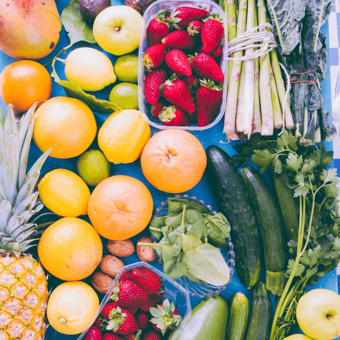 a variety of different types of fruits and vegetables